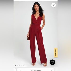 Kiska Burgundy Lace Wide-Leg Jumpsuit